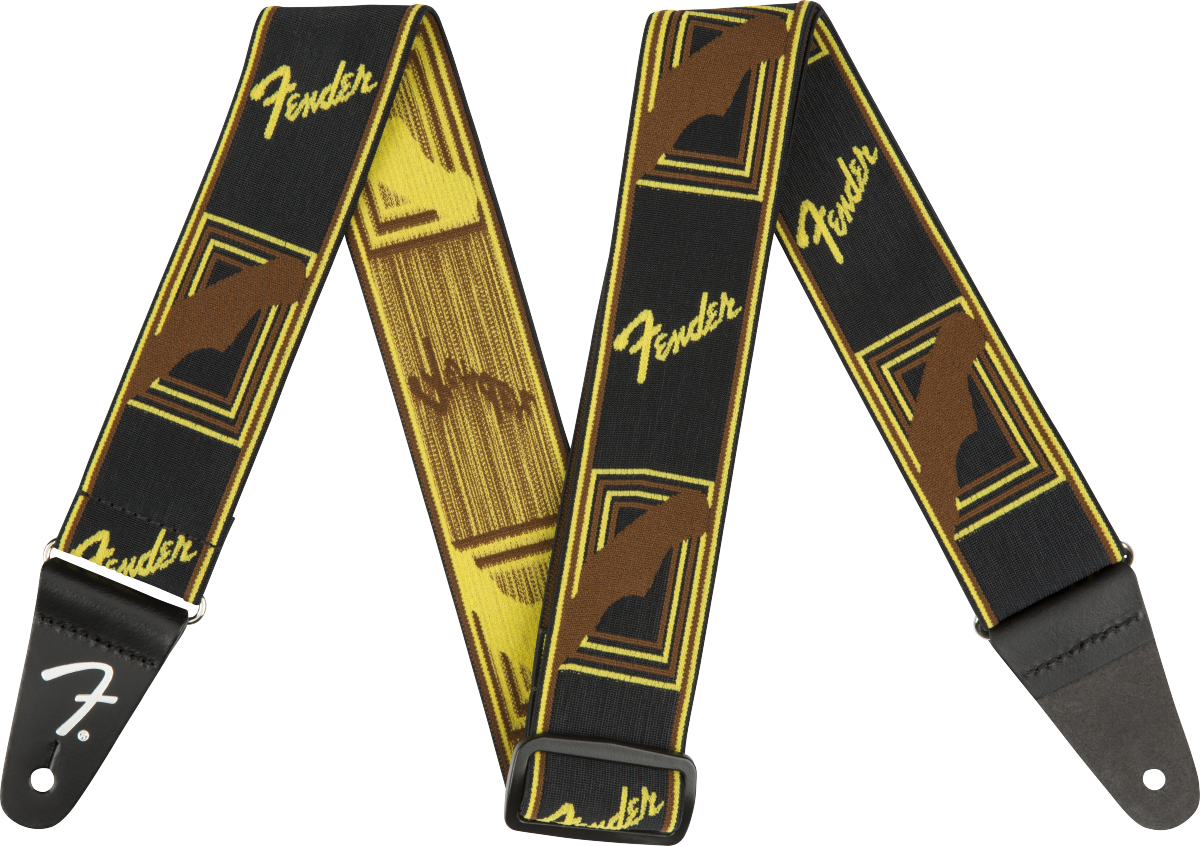 Fender Weighless Correa de Guitarra (Black/Yellow/Brown, 2")