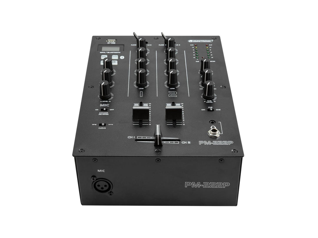 OMNITRONIC PM-222P Mezclador de DJ de 2 canales con reproductor