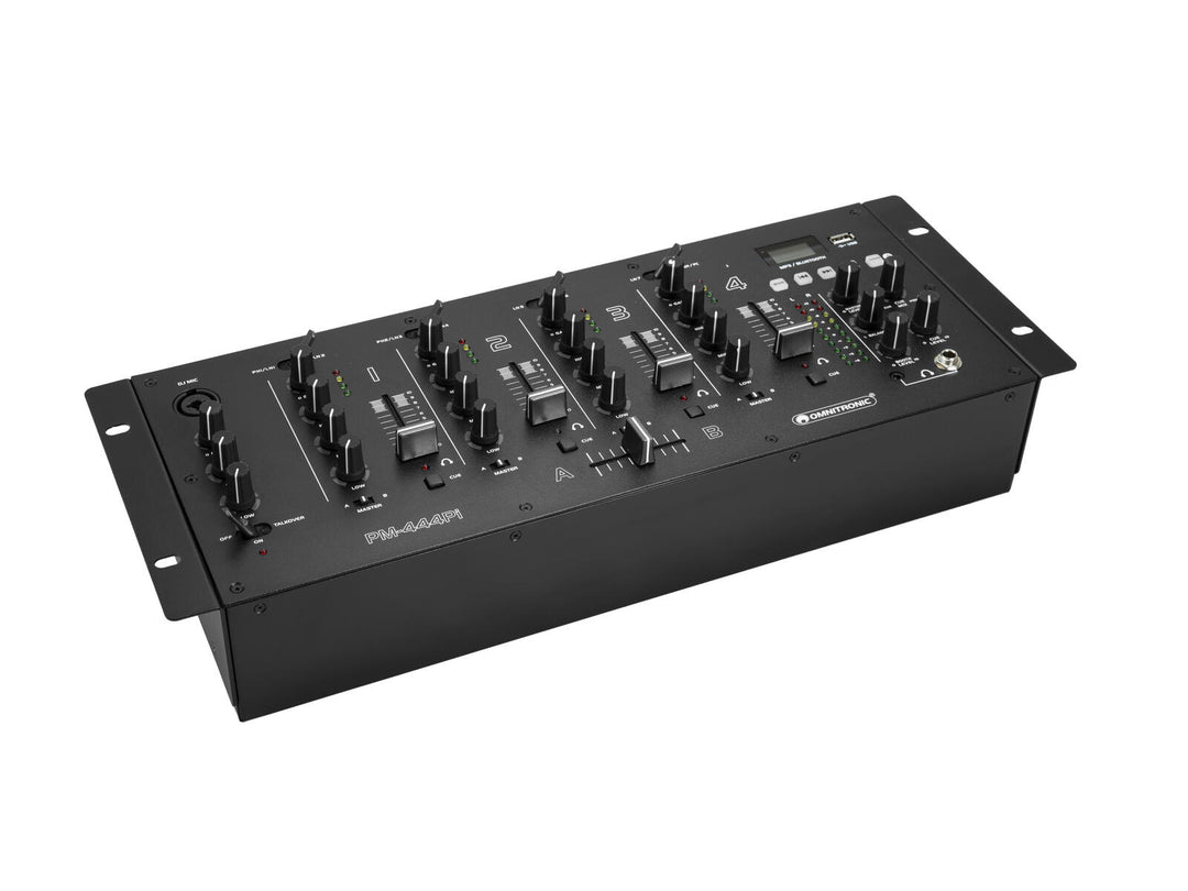 Mezclador DJ de 4 canales OMNITRONIC PM-444Pi con reproductor e interfaz USB
