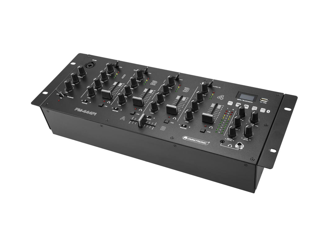 Mezclador DJ de 4 canales OMNITRONIC PM-444Pi con reproductor e interfaz USB