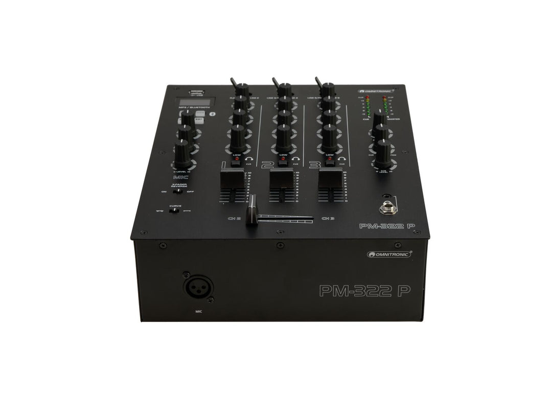 OMNITRONIC PM-322P mezclador DJ de 3 canales con Bluetooth & reproductor USB