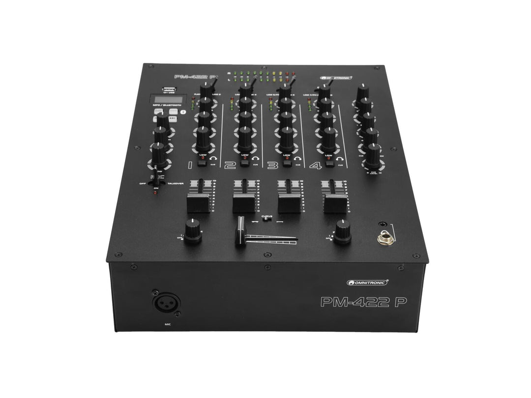 OMNITRONIC PM-422P mezclador DJ de 4 canales con Bluetooth y reproductor USB
