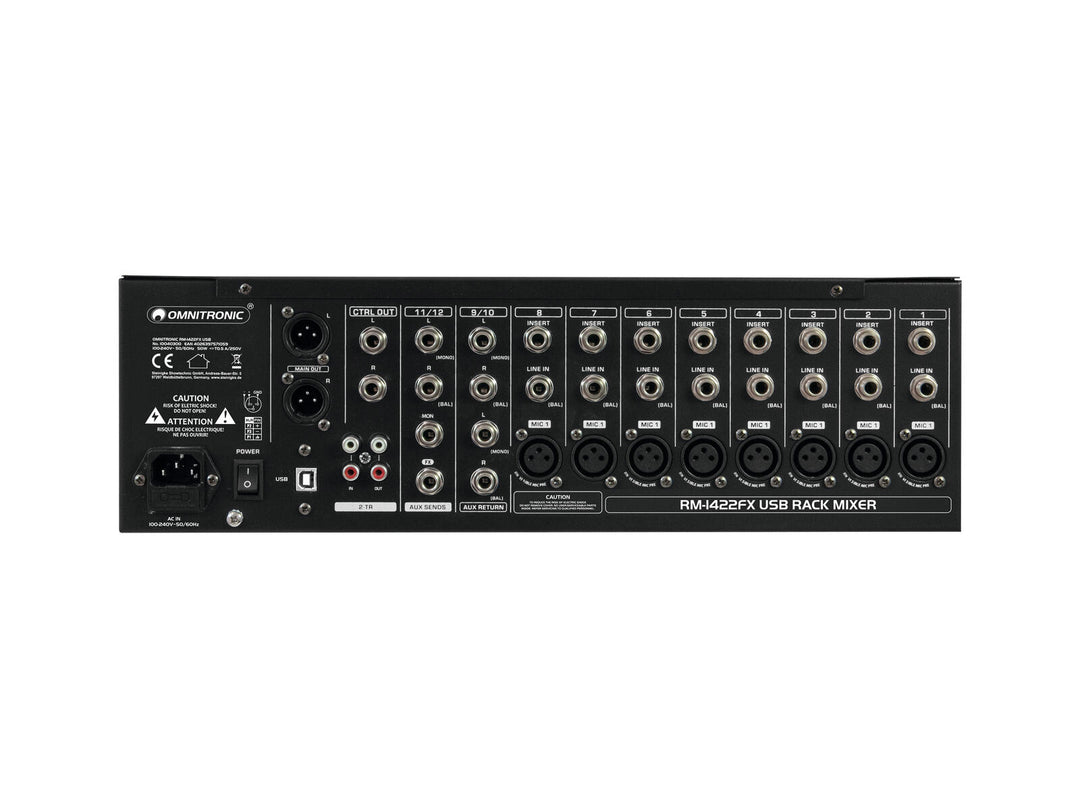 OMNITRONIC RM-1422FX Mezclador de rack USB