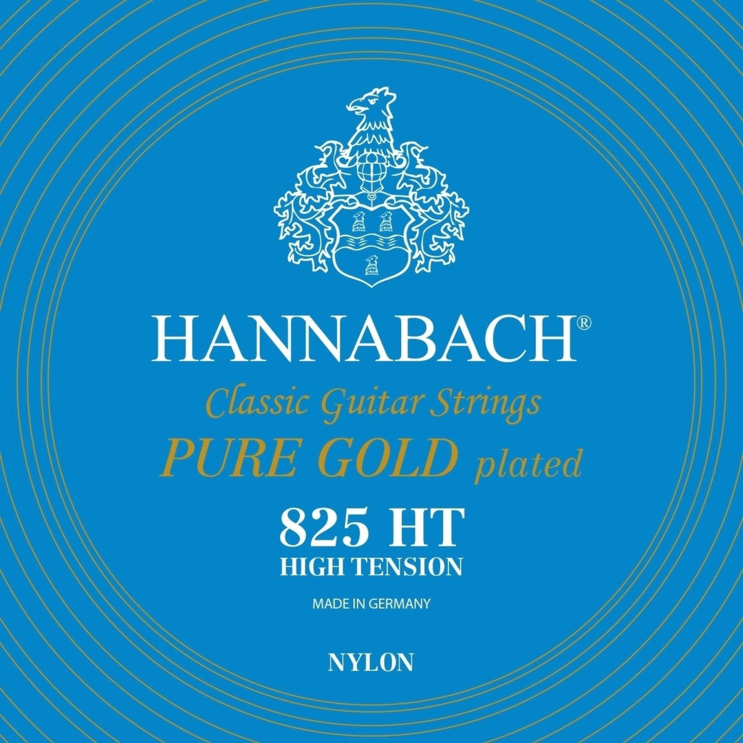 Cuerdas Hannabach para guitarra clásica Serie 825 alta tensión especializadas chapadas en oro - Set alto (8257HT)
