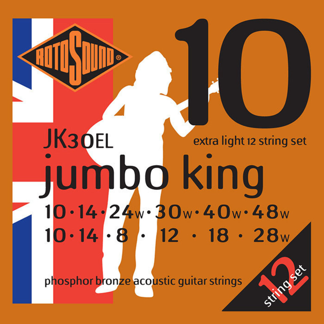 Cuerdas Rotosound para guitarra acústica Jumbo King - Set de 12 cuerdas Extra Light 10-48 (JK30EL)