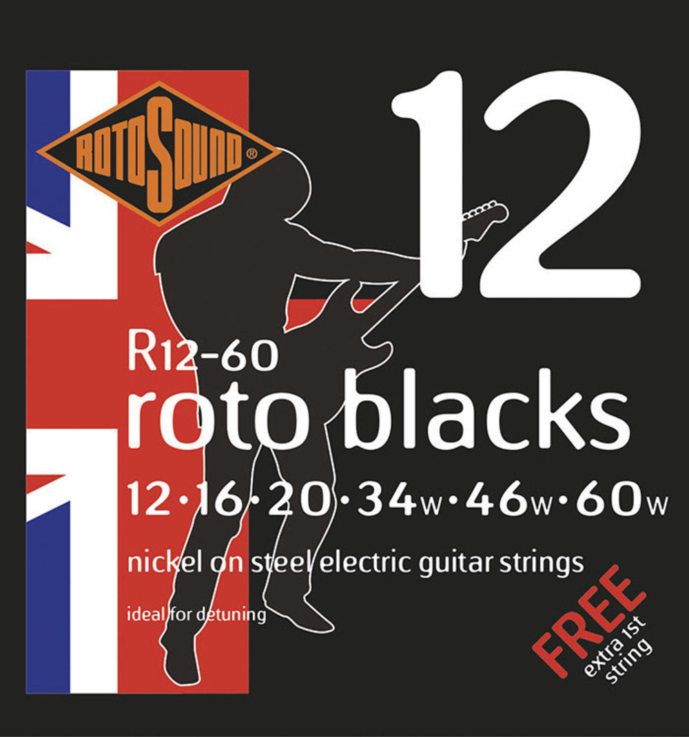 Cuerdas para guitarra eléctrica Rotosound Roto Blacks R12-60 12-60