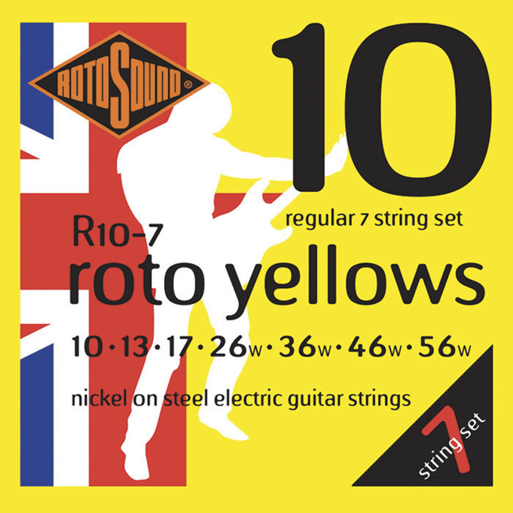 Rotosound Roto Yellows R10-7 cuerdas para guitarra eléctrica de 7 cuerdas 10-56