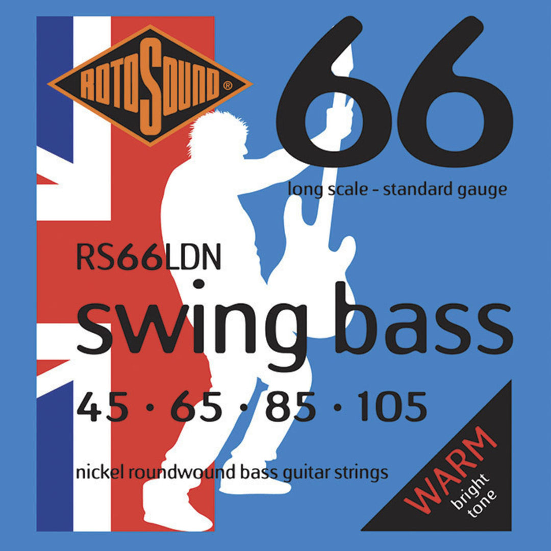 Rotosound Cuerdas para bajo eléctrico Swing Bass 66 - Conjunto de 4 cuerdas Nickel Standard 45-105 (RS66LDN)