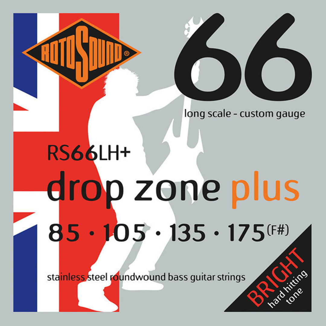 Cuerdas de bajo eléctrico Rotosound Swing Bass 66 - Set de 4 cuerdas DROP ZONE PLUS Custom 85-175 (RS66LH+)