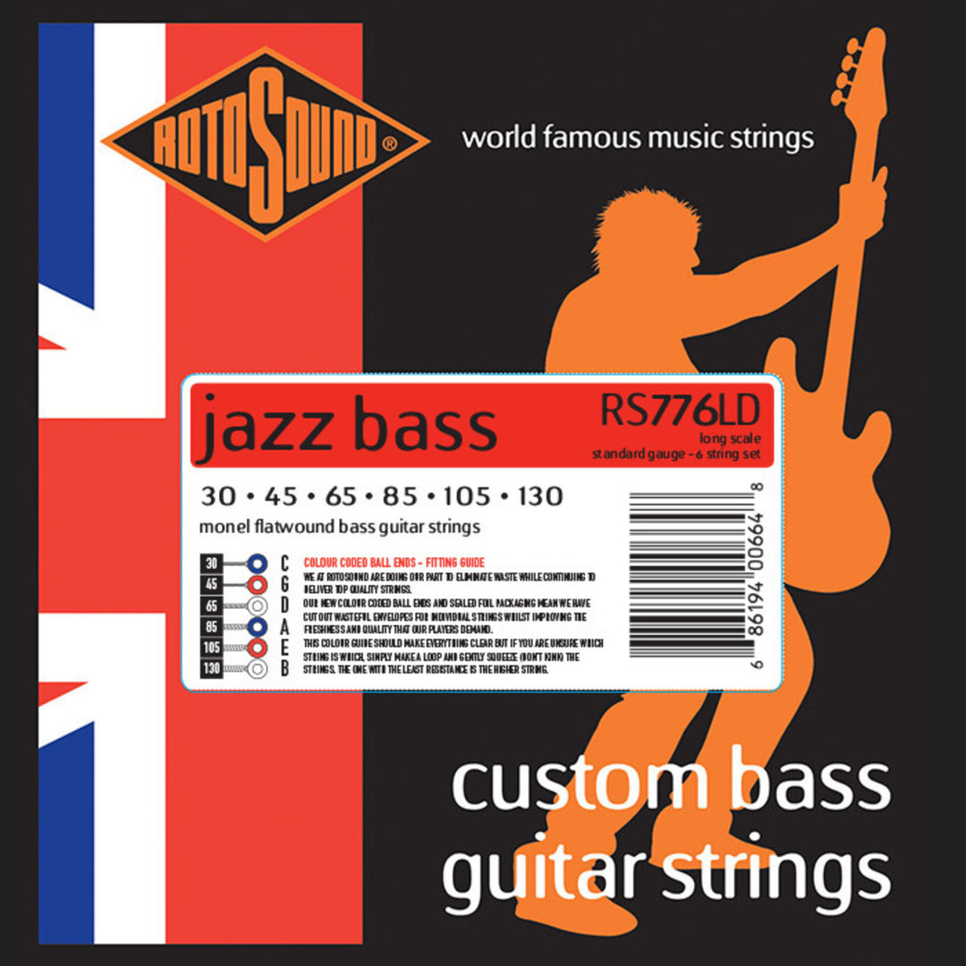 Cuerdas de bajo Rotosound Jazz Bass Jazz Bass 77 - Pack de 6 cuerdas Flatwound Standard 30-130 (RS776LD)