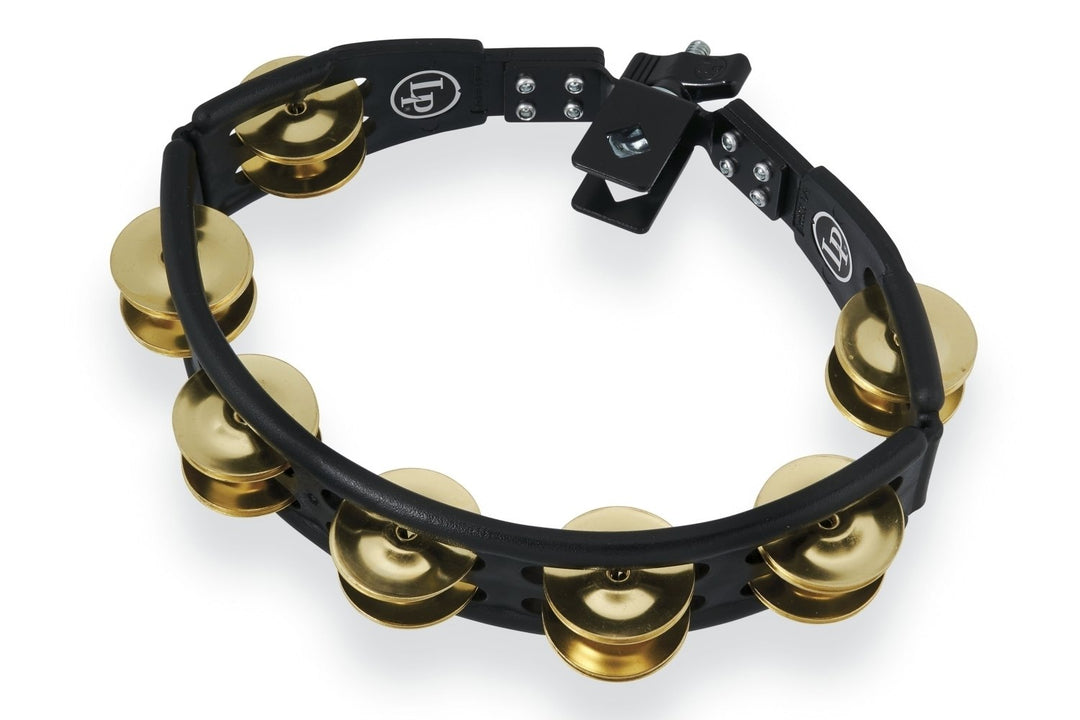 Latin Percussion Pandereta Cyclops montable - Sonajas de latón, negra (LP175)