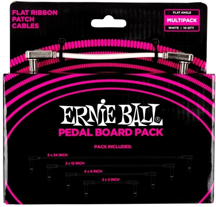 Ernie Ball EB-6387, cable patch plano White, multipack