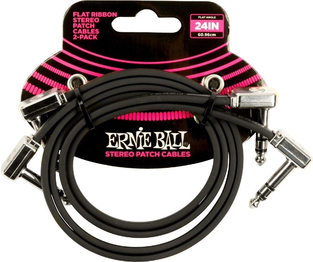 Ernie Ball-6406 Cable patch plano estéreo (TRS), 60cm. pack de 2