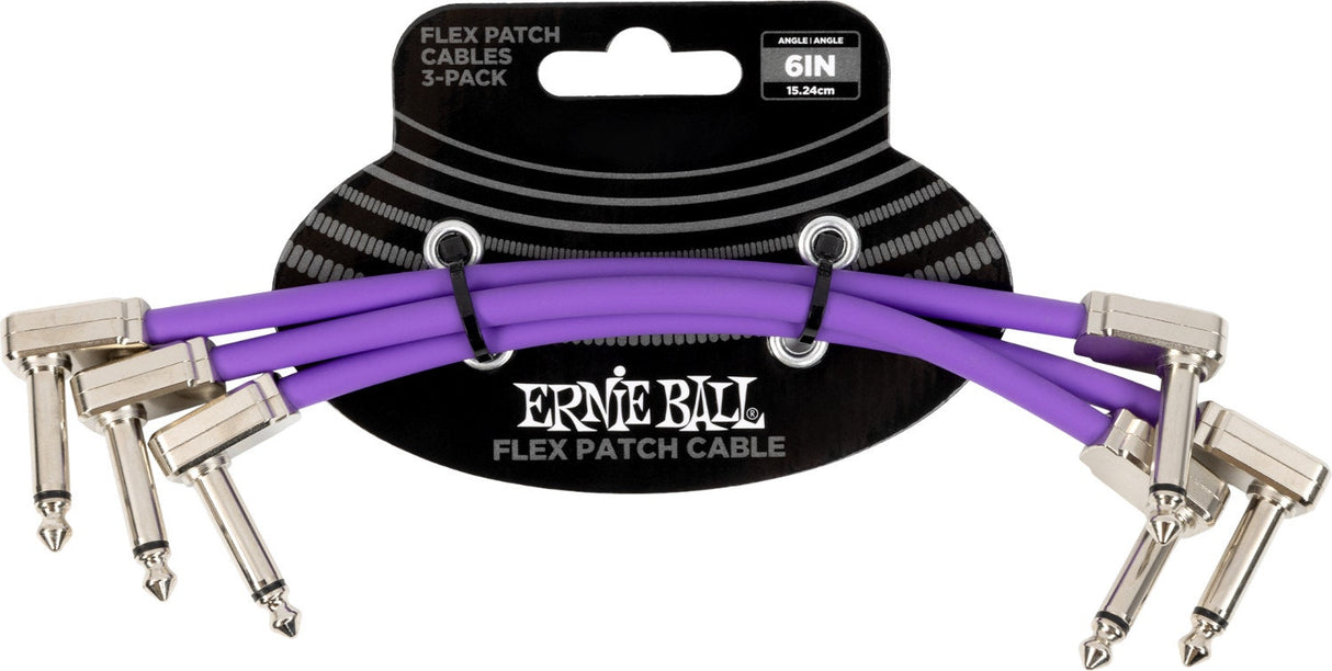 Ernie Ball 6452 Cable patch Flex Morado 15cm pack de 3