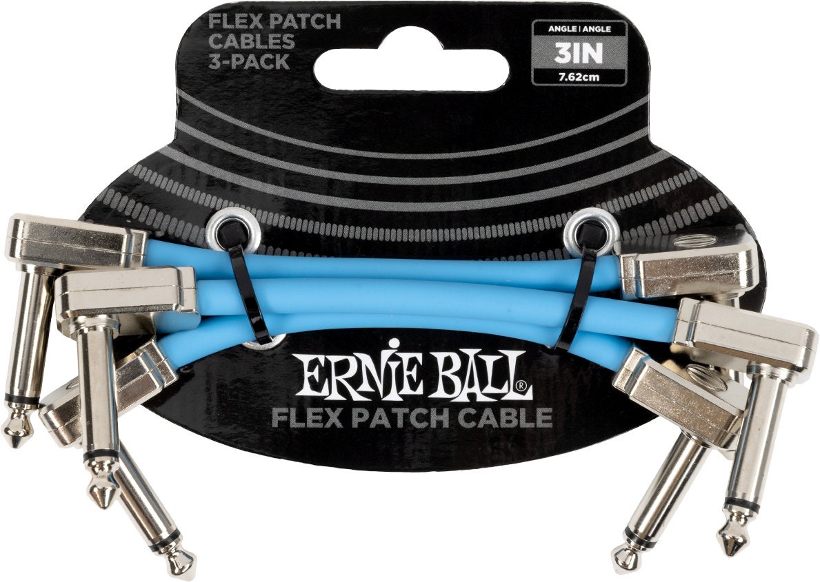 Ernie Ball 6459 Cable patch Flex Azul 7,5cm pack de 3
