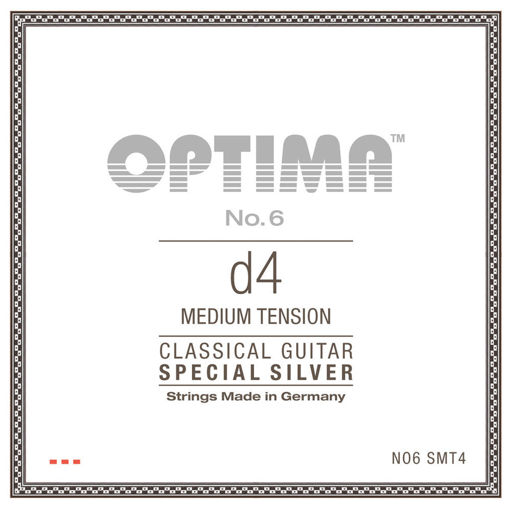 Cuerda de guitarra clásica Optima No. 6 D4, plateada, medium tension