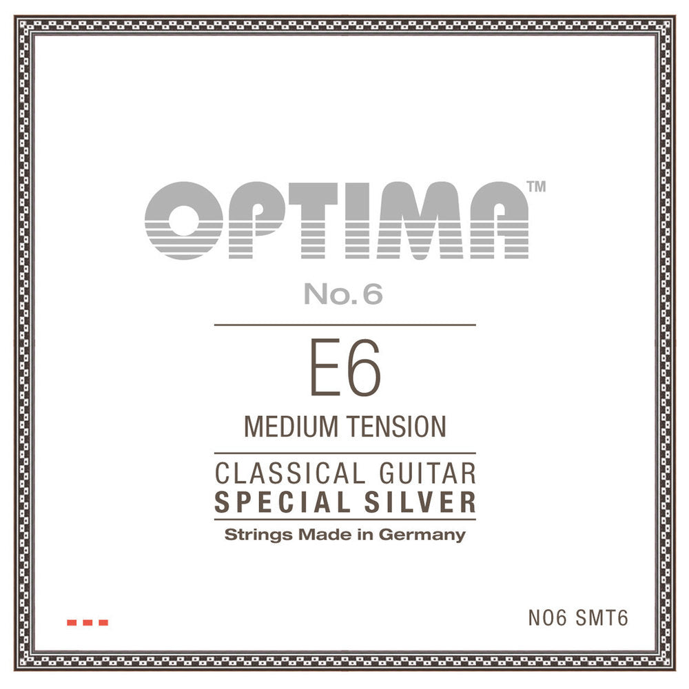 Cuerda de guitarra clásica Optima No. 6 E6, plateada, medium tension