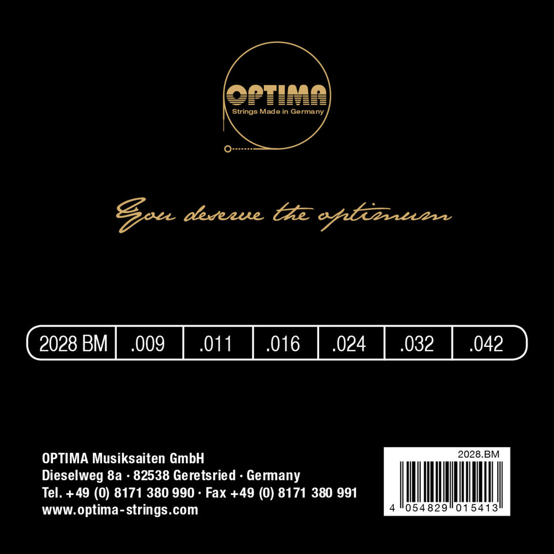 Cuerdas para guitarra eléctrica Optima Strings Gold de entorchado redondo - Set (2028BM)