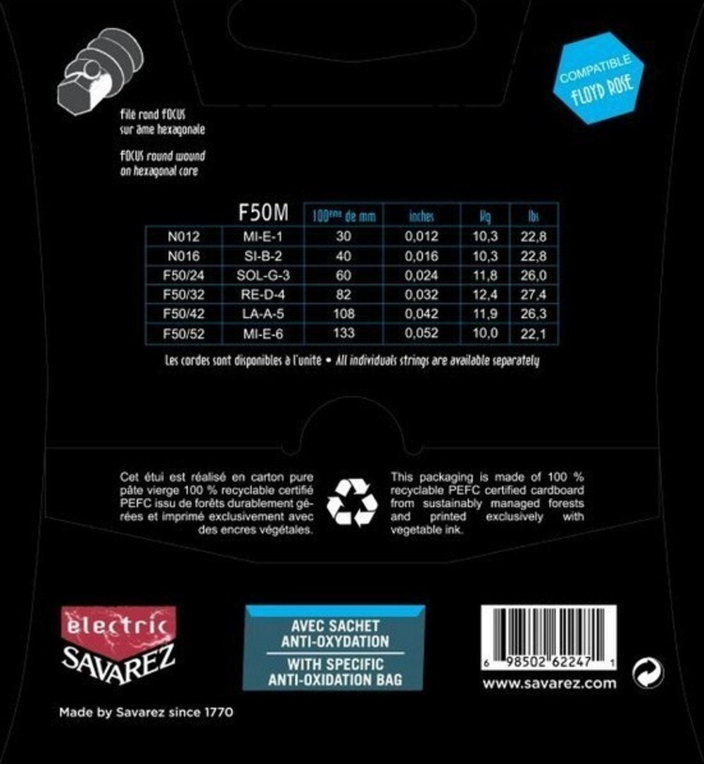 Cuerdas de guitarra eléctrica Savarez F50M Focus, medium .012 a .052