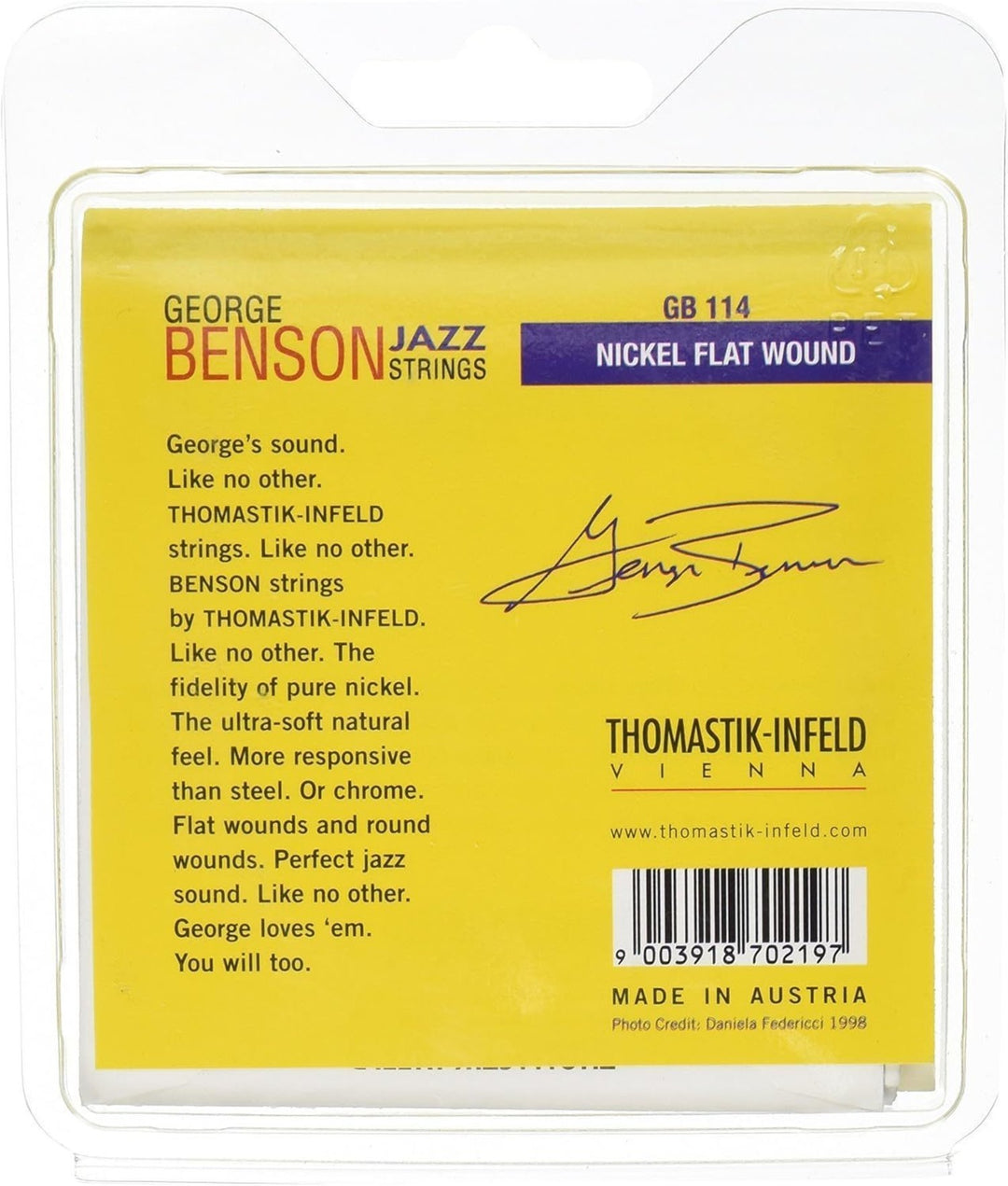 Cuerdas Thomastik-Infeld para guitarra eléctrica George Benson Jazz Guitar - Juego heavy flatwound (GB114)