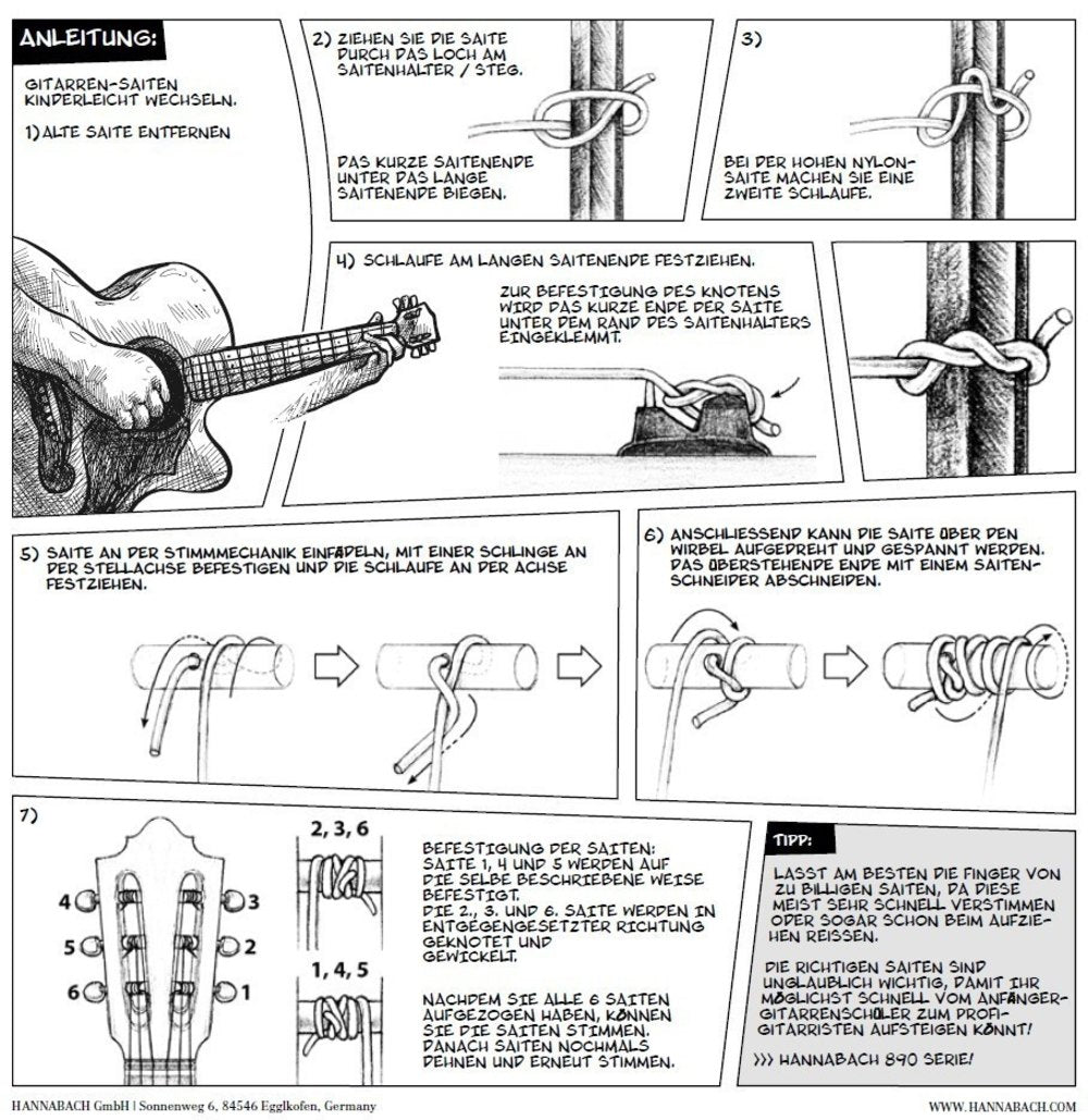 Hannabach 890 1/8 G3 cuerda entorchada para guitarra para niños, tensión medium