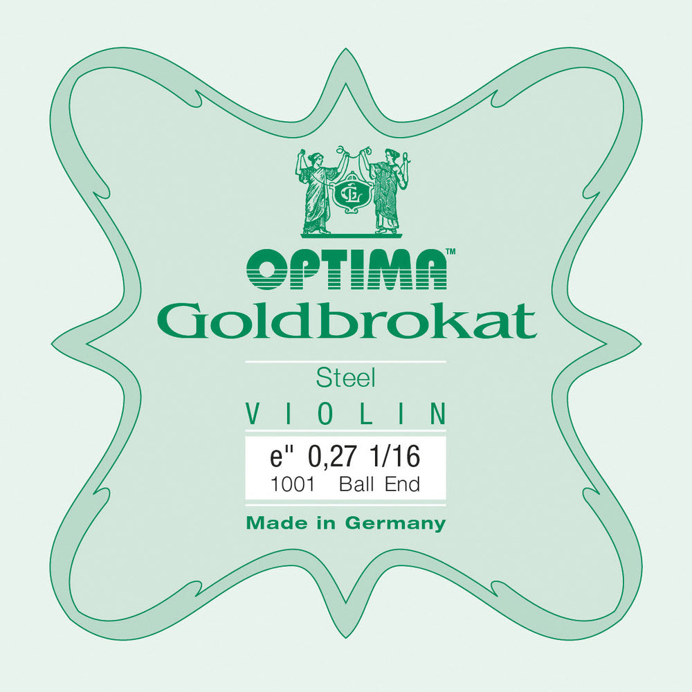 Cuerda E Optima Goldbrokat para violín 1/16, 0,27 mm, bola