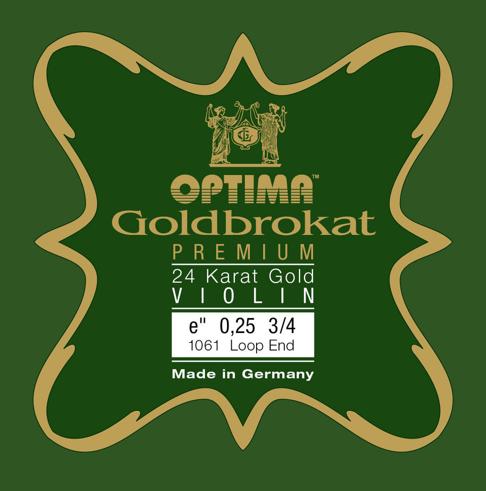 Optima Goldbrokat 24K Gold cuerda E para violines 3/4, 0,25 mm, lazo