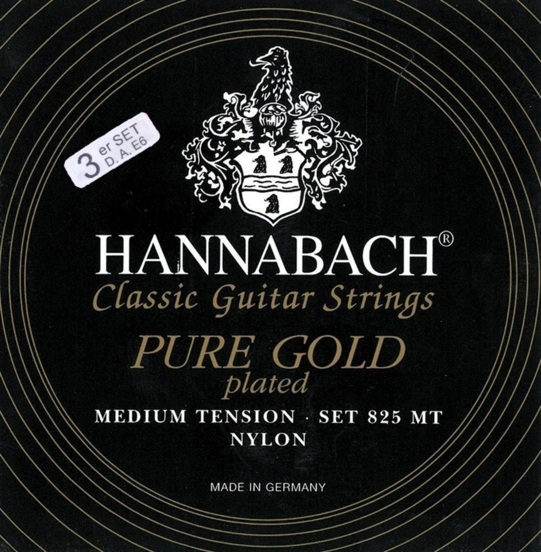 Hannabach Strings para guitarra clásica Serie 825 Medium tension specialized gold plated - 3er Bass medium (8258MT)