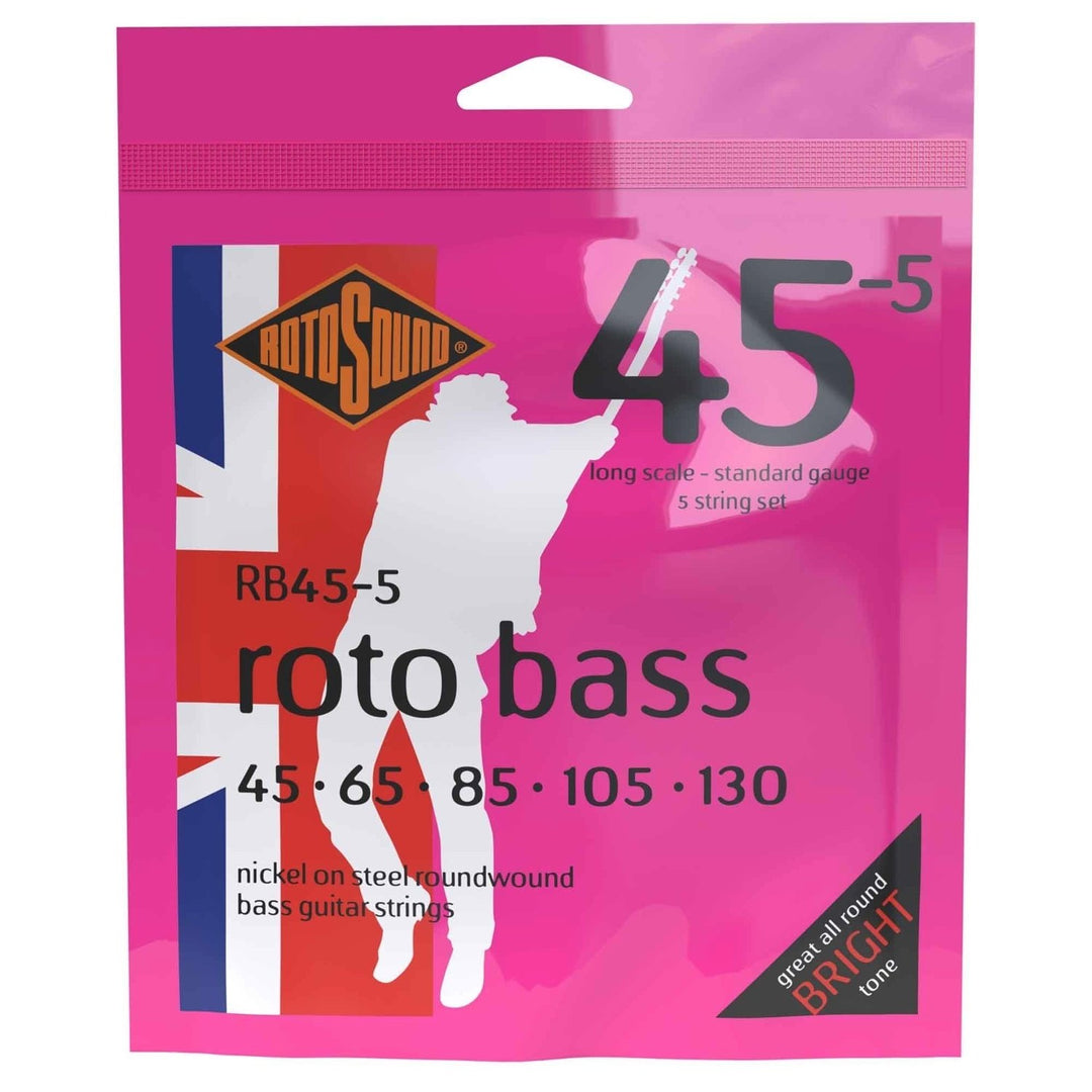 Cuerdas para bajo eléctrico Rotosound Roto Bass - Juego de 5 cuerdas de níquel Standard 45-130 (RB45-5)