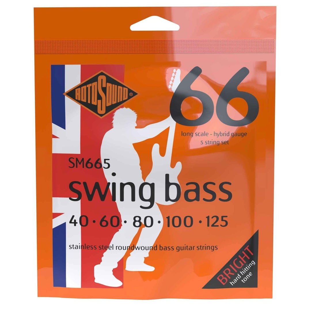 Cuerdas para bajo eléctrico Rotosound Swing Bass 66 - Set de 5 cuerdas Stainless Steel Hybrid 40-125 (SM665)