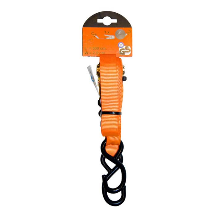 Correa para equipaje 500 cm 25 mm con hebilla de clic, 2 ganchos TüV/GS
