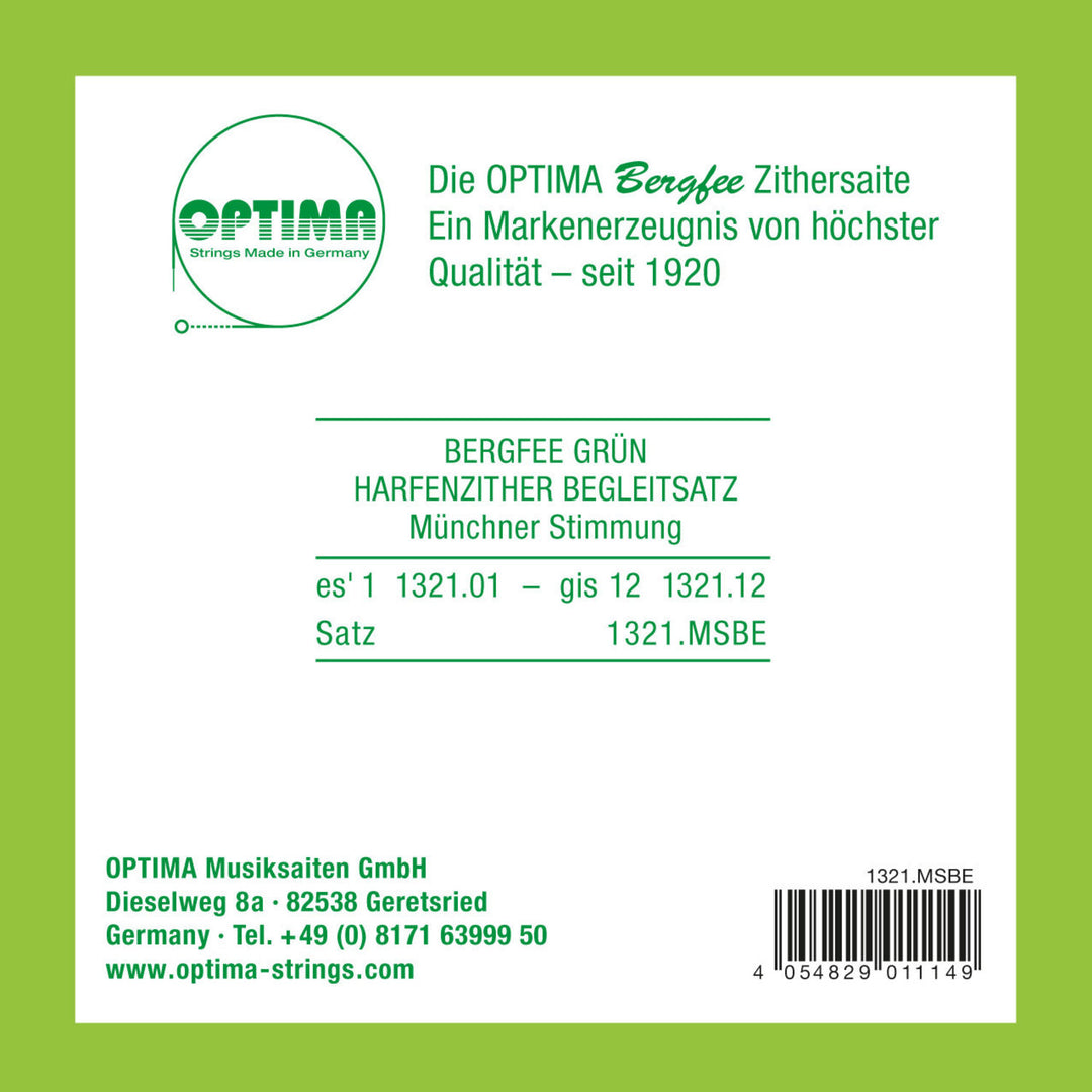 Cuerdas Optima para cítara Harp/air resonance zither nylon green 1321 - Set (1321.MSBE)