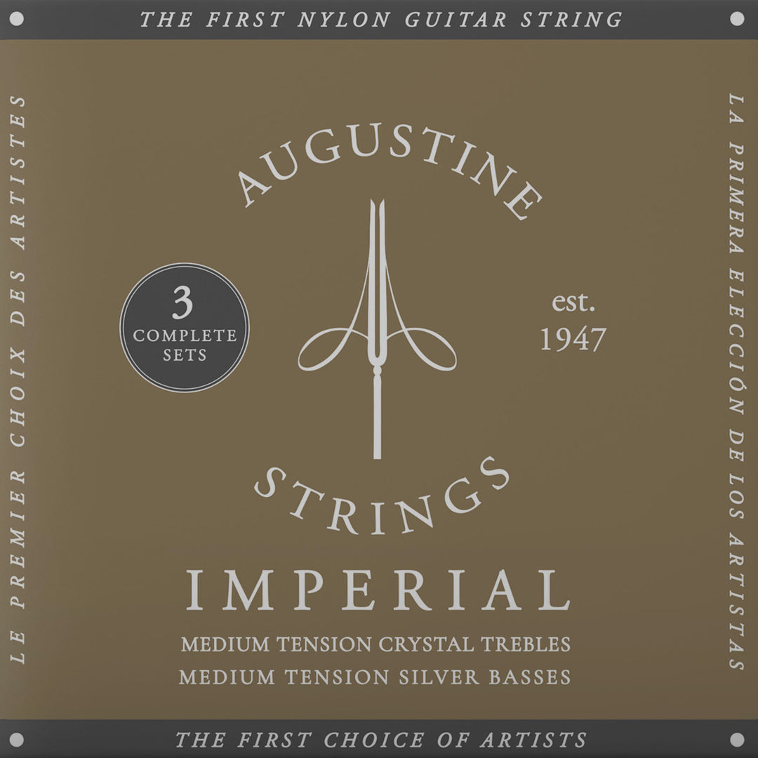 Augustine Strings para guitarra clásica Imperial Crystal Nylon medium - 3 x Set Imperial Red (medium/medium)