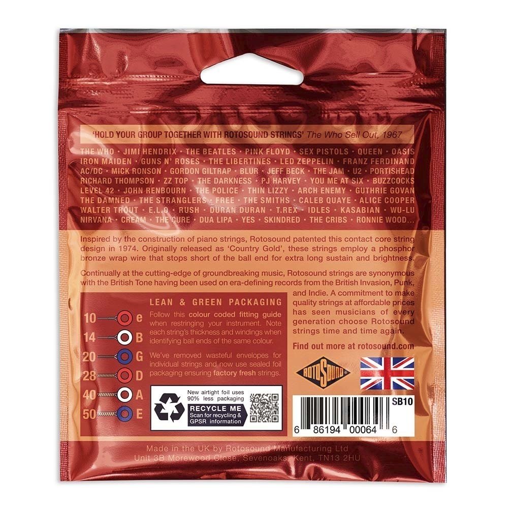 Rotosound Super Bronze SB10 cuerdas de guitarra western 10-50