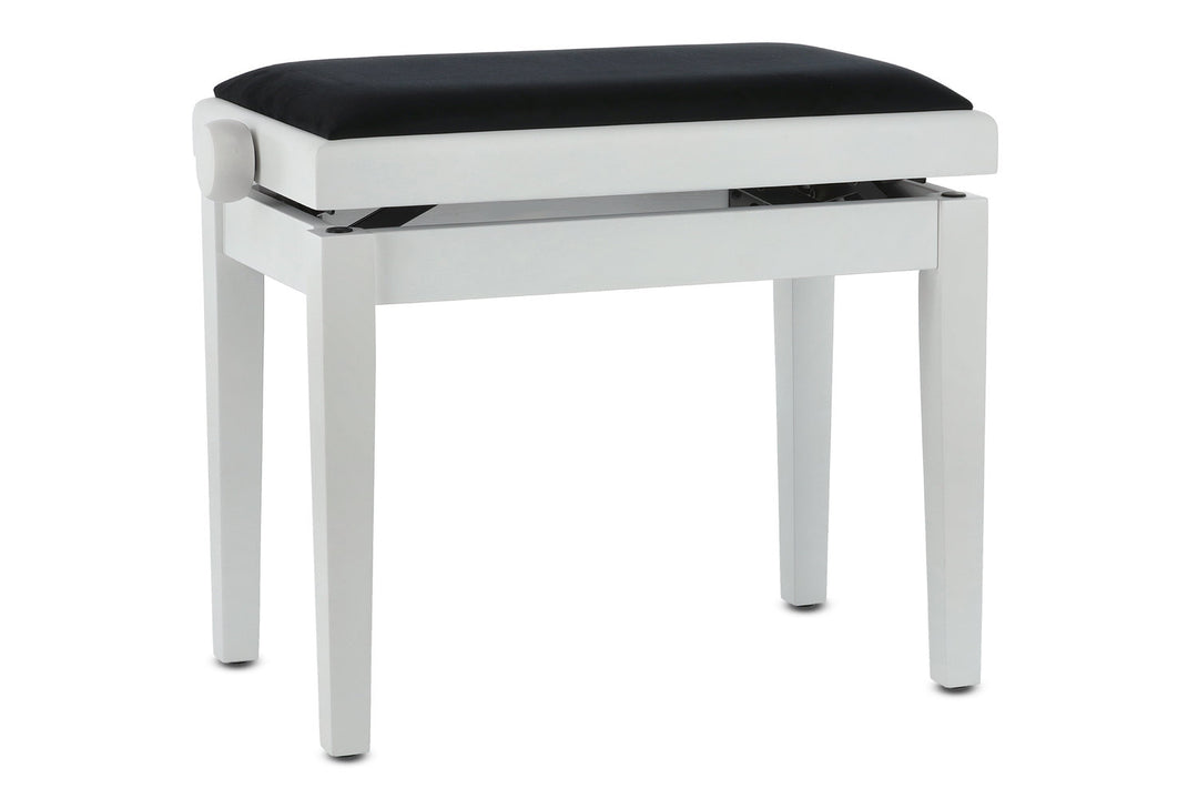 GEWA Banqueta de piano Deluxe - White mate (asiento negro)