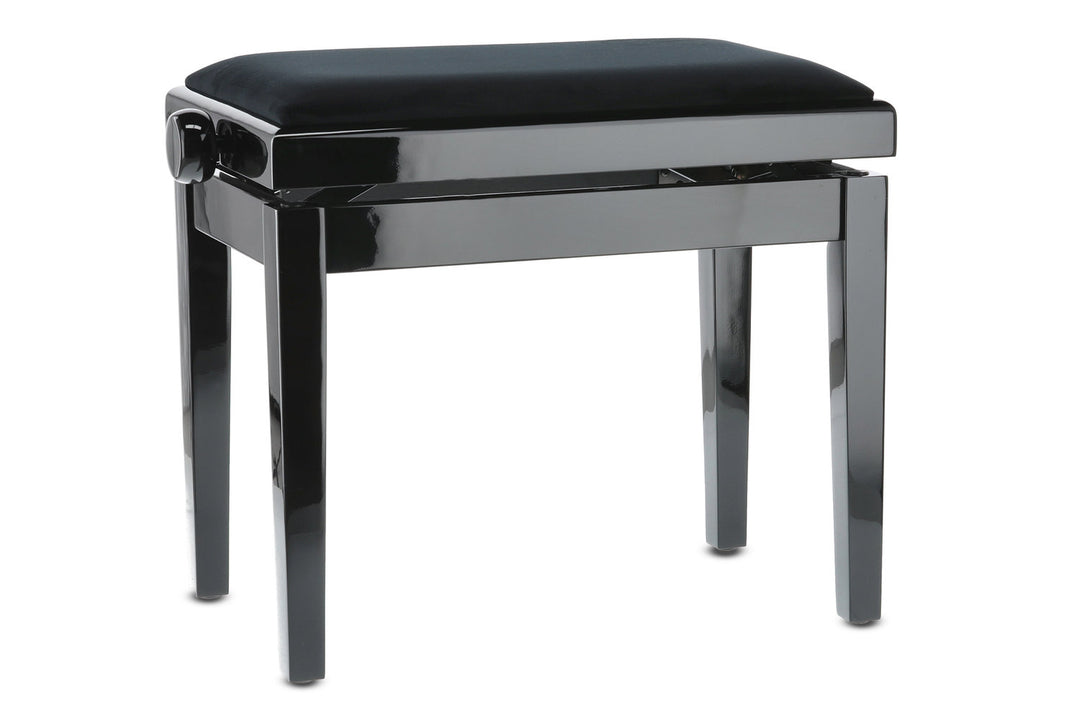 GEWA Banco de piano Deluxe - Black alto brillo (Asiento negro)