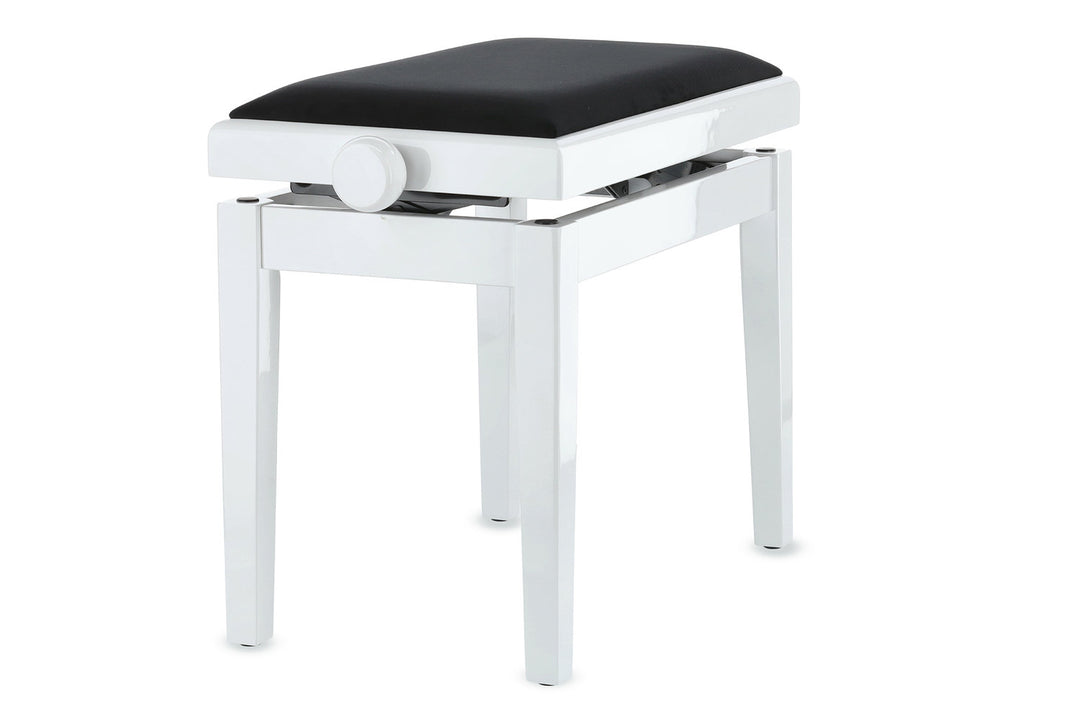 GEWA Banco de piano Deluxe - White alto brillo (asiento negro)