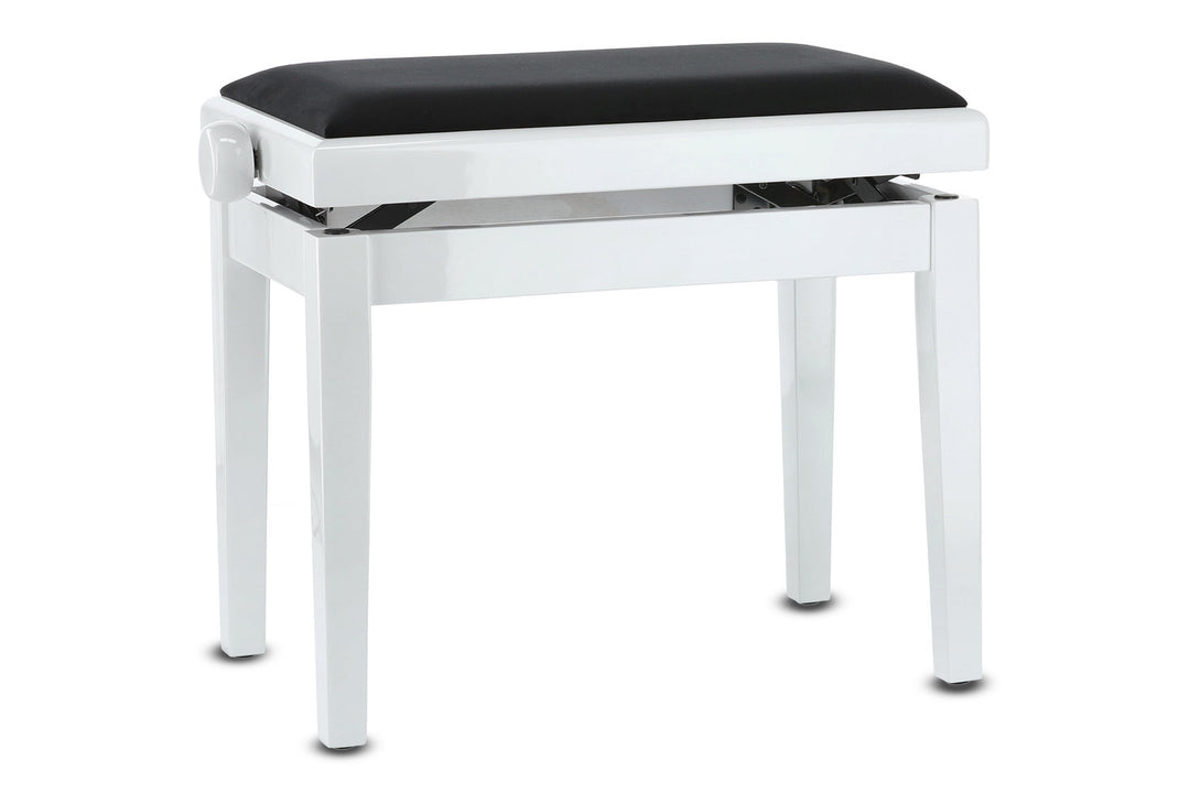 GEWA Banco de piano Deluxe - White alto brillo (asiento negro)