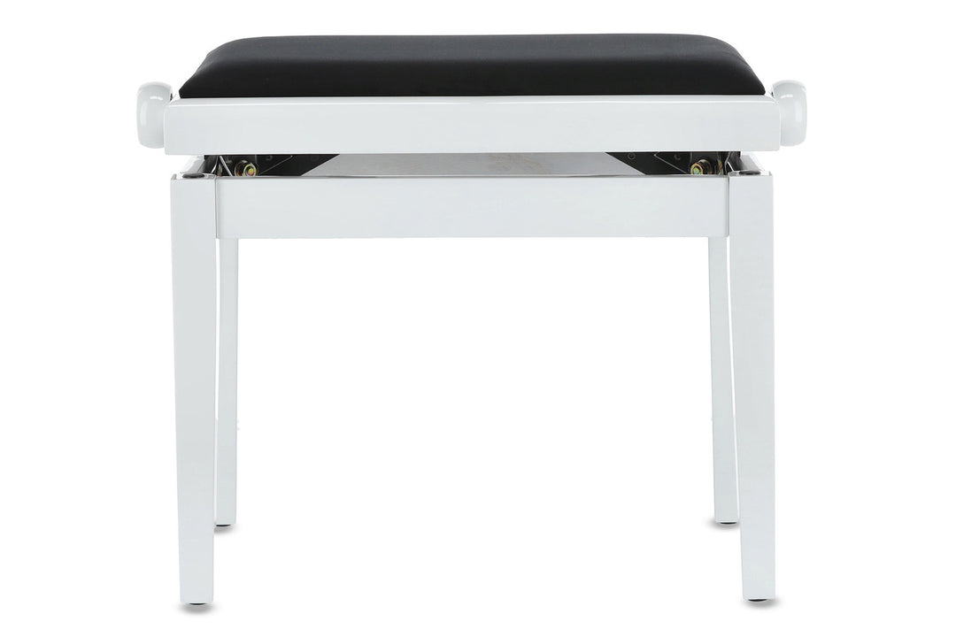 GEWA Banco de piano Deluxe - White alto brillo (asiento negro)