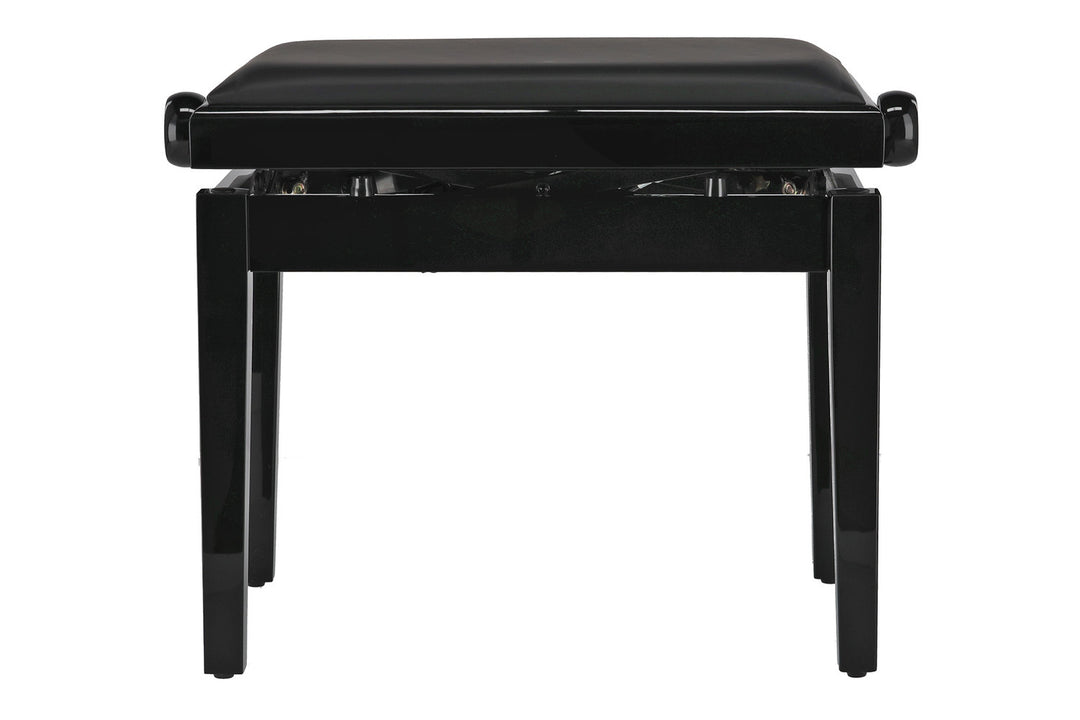 GEWA Banqueta de piano Deluxe Autolift de vinilo - Black alto brillo (asiento negro)