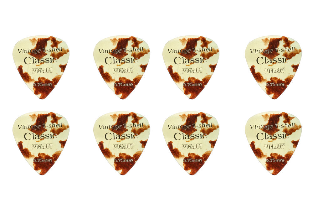 Pick Boy Vintage Classic T-Shell púas, cortas, 0,75 mm, 8 uds.