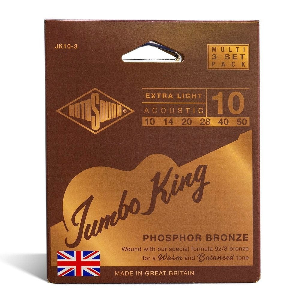 Rotosound Jumbo King JK10-3 cuerdas para guitarra western 10-50, 3 set