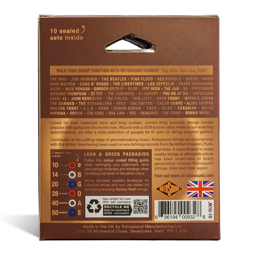 Rotosound Jumbo King JK10-10 cuerdas para guitarra western 10-50, 10 set