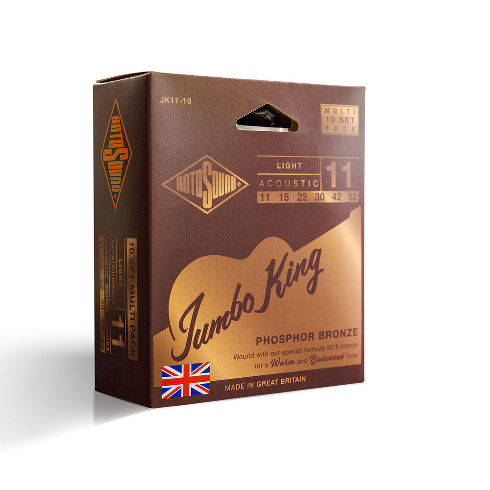Rotosound Jumbo King JK11-10 cuerdas de guitarra acústica 11-52, 10 sets