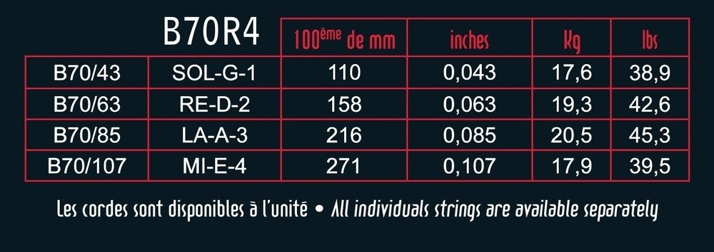Cuerdas de bajo de 4 cuerdas Savarez B70R4 Hexagonal Explosion, Ricco