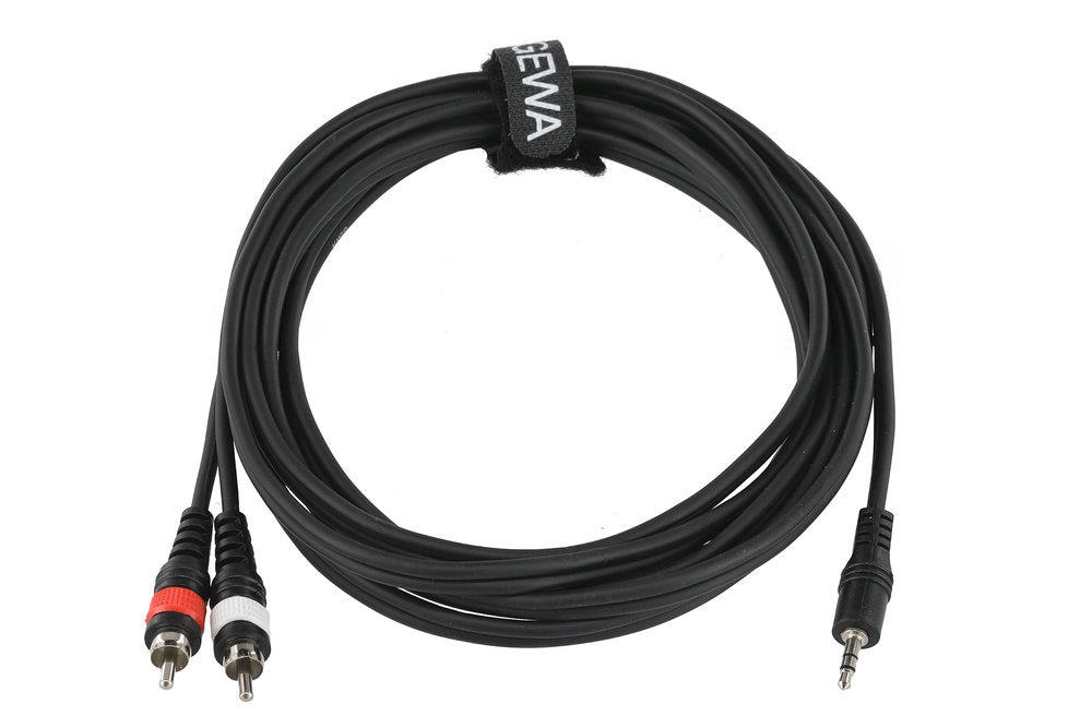 Cable en Y GEWA Basic Line de 3 m, minijack de 3,5 mm a 2 x cinch