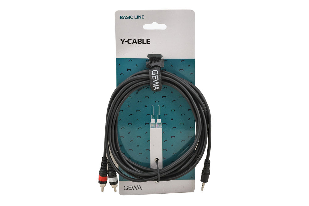 Cable en Y GEWA Basic Line de 3 m, minijack de 3,5 mm a 2 x cinch