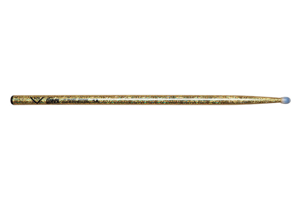 Vater Color Wrap 5A Gold Sparkle trommestikker, hickory, nylonspids