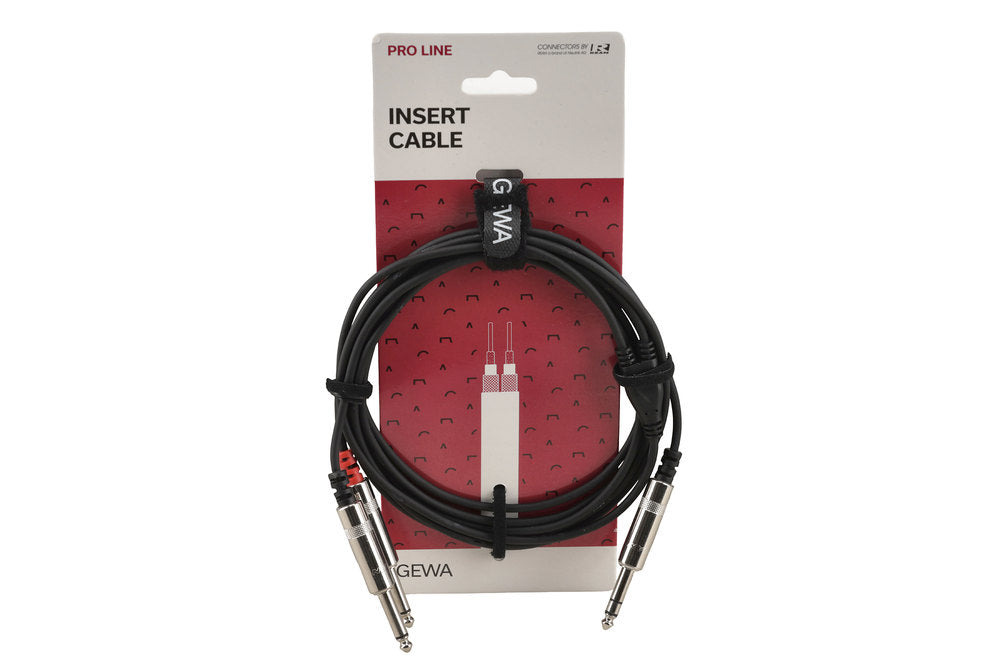Cable de inserción GEWA Pro Line de 3 m, jack estéreo a 2 x jack mono