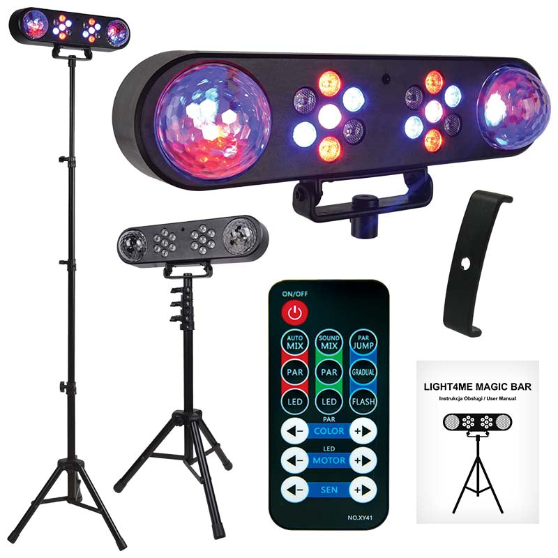 LIGHT4ME MAGIC BAR efecto de bola de discoteca LED PAR + stand + mando a distancia